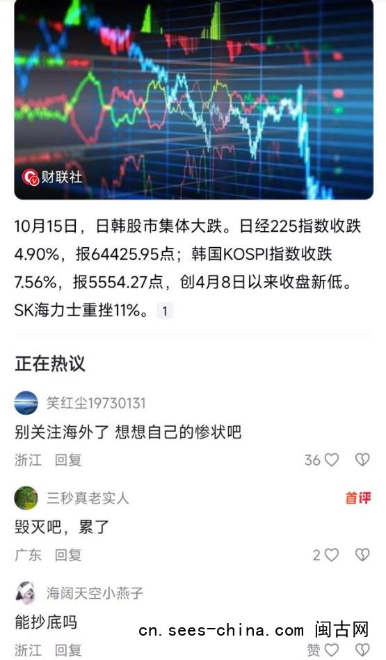 日韩股市集体大跌 SK海力士重挫11%