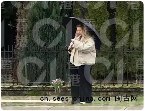 郑欣宜在沈殿霞墓前落泪